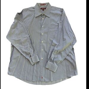 Ralph Lauren Classic Fit Shirt Mens Blue Stripe Long Sleeve Button 17-1/2 34/35